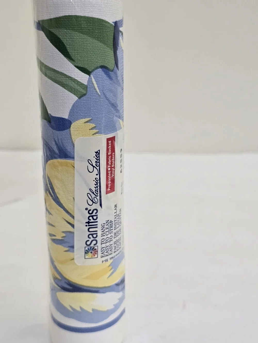 vintage‎ new SANITAS Prepasted Fabric Backed 15 ft Floral Vinyl Wall Border